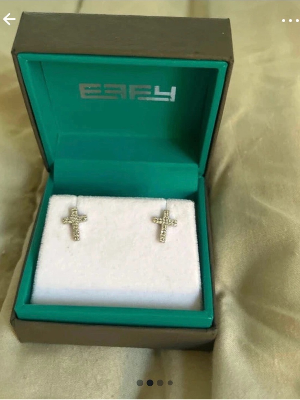 Silver Cross diamond Stud Earrings in Teal Box 1/5 carat natural diamonds